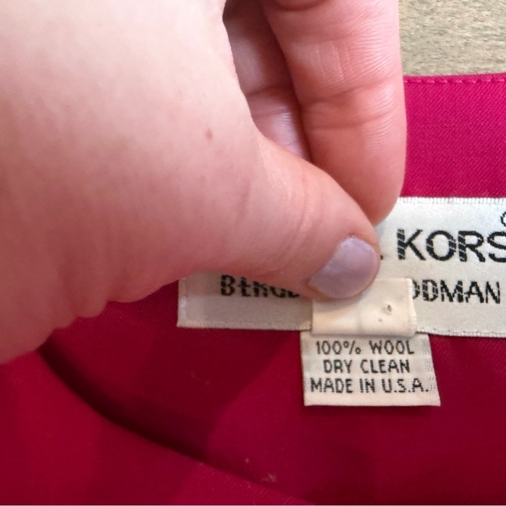 Michael Kors Bergdorf Goodman Fuchsia Cape Wool Dress size PL - Picture 4 of 7